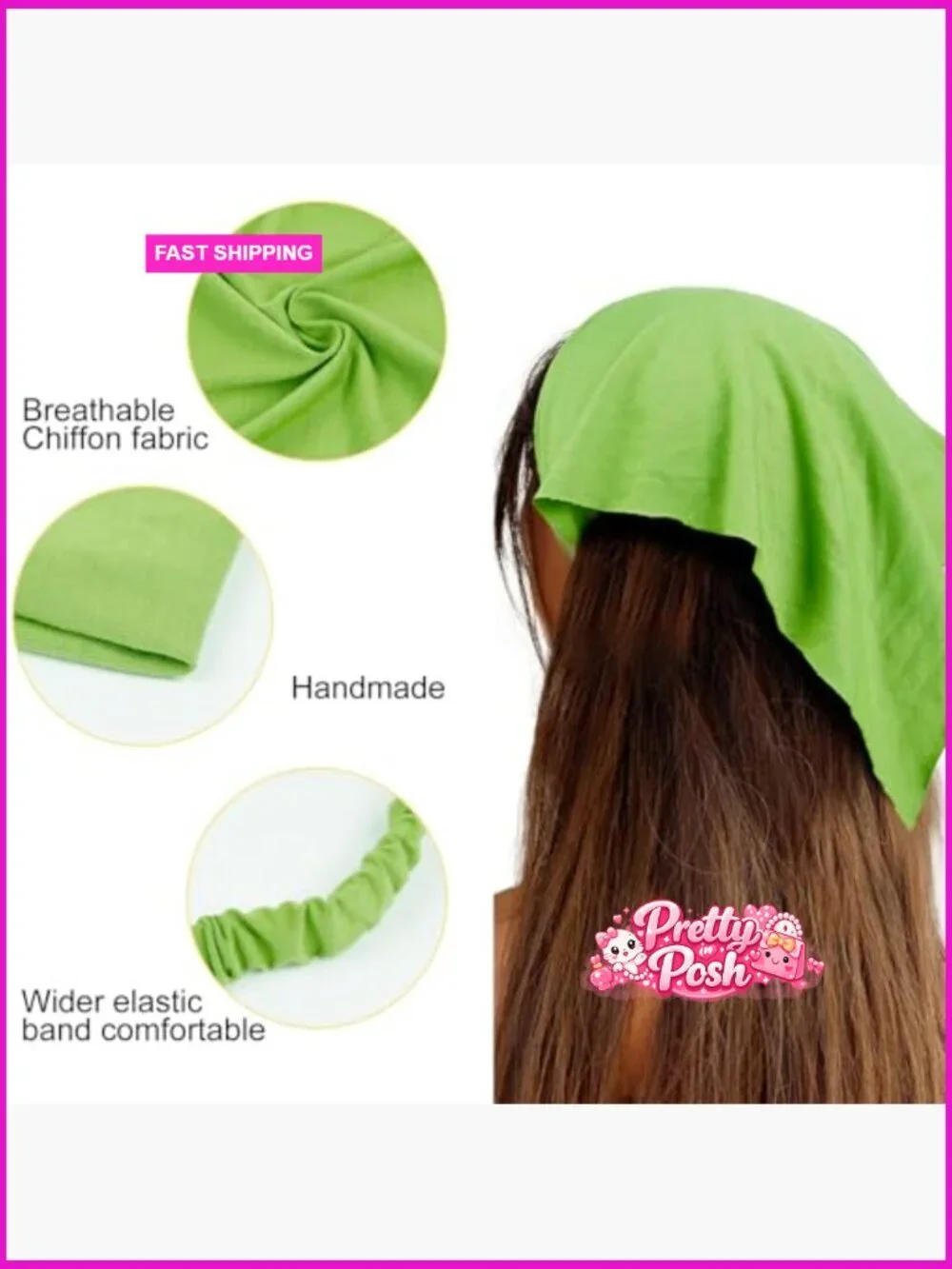 Cotton Polyester Non Slip Elastic Triangle Hair Scarf Headband Set